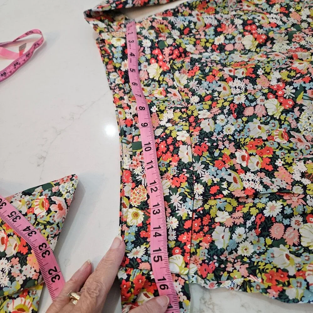 J. Crew Liberty Thorpe Floral High Rise Tie Waist Shorts Size 8 - Picture 6 of 16